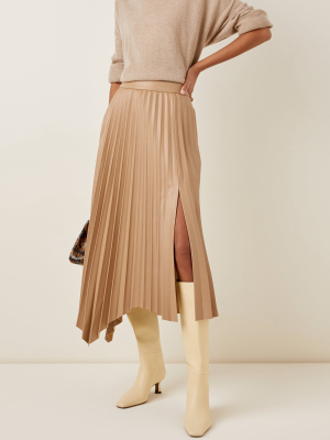 Jayla Pleated Vegan-leather Skirt
