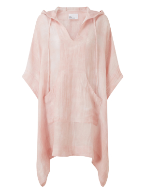 Pink Tie Dye Cotton Hooded Poncho