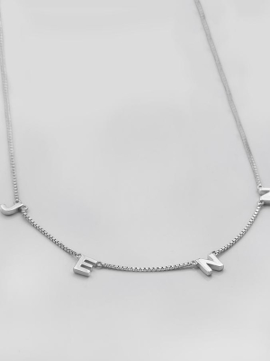 Sterling Silver Space Letter Necklace With Classic Box Chain