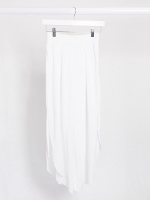 Pull&bear Wide Leg Pants In White