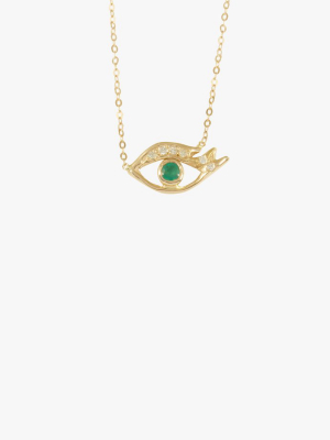 Emerald Eye W/ Diamond Pavé Necklace