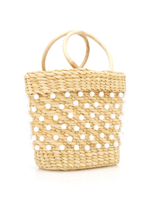 Mini Embellished Straw Tote