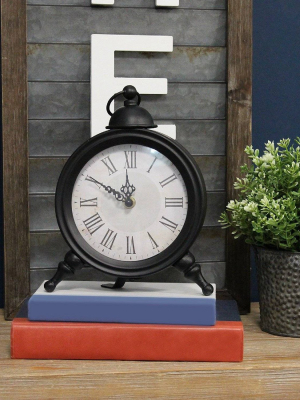 6.25" X 10" Norman Table Clock Black - Stratton Home Décor