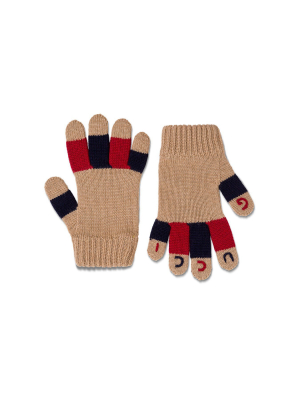 Gucci Kids Logo Embroidered Knitted Gloves