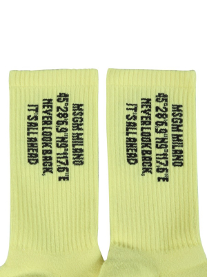 Msgm Logo Intarsia Crew Socks