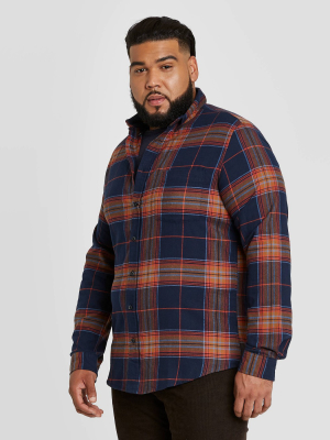 Men's Big & Tall Standard Fit 1-pocket Flannel Long Sleeve Button-down Shirt - Goodfellow & Co™