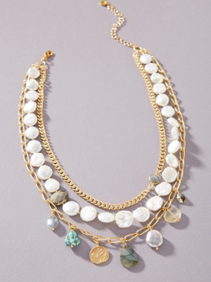 Chan Luu Pearl Charm Layered Necklace