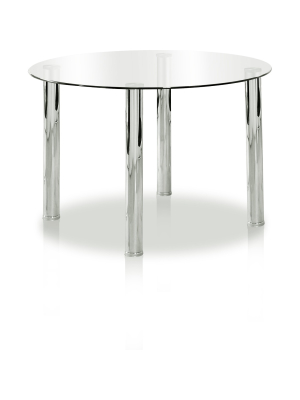 Aneston Glass Top Chrome Leg Round Dining Tablechrome - Iohomes