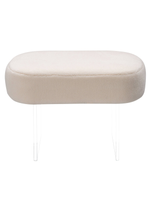 Warren Faux Sheepskin Ottoman Ivory - Safavieh