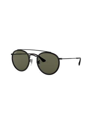 Ray-ban Rb3647n 002/58 Unisex Round Lifestyle Sunglasses Black