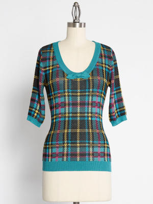 Modcloth X Collectif Plaid About You Knit Top