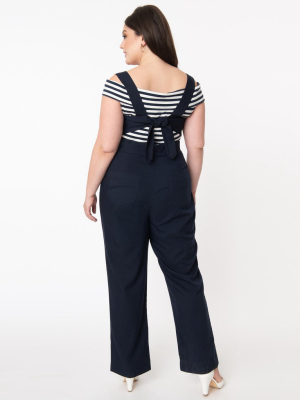 Unique Vintage Plus Size Navy Blue Sedgewick Jumpsuit