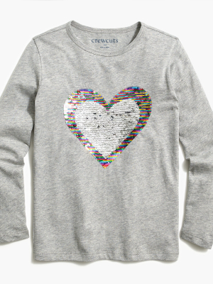 Girls' Reversible Sparkly Heart Graphic Tee