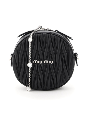 Miu Miu Matelassé Quilted Mini Round Crossbody Bag