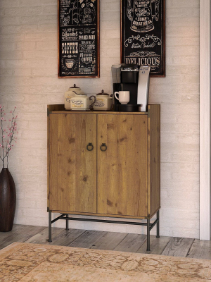 Ironworks Storage Cabinet With Doors Vintage Golden Pine - Kathy Ireland Home