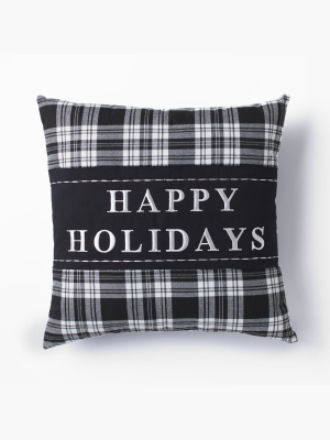 Lakeside Happy Holidays Christmas Motif 16" X 16" Accent Throw Pillow