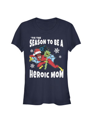 Junior's Marvel Christmas Spider-woman Heroic Mom T-shirt