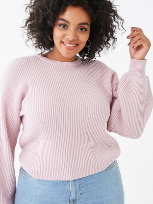 Plus Size Balloon-sleeve Sweater