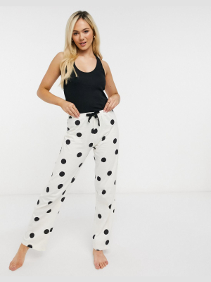 New Look Racer Tank & Wide Leg Pajama Set In Polka Dot