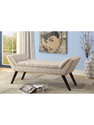 Aiden Mid Century Beige 50 Inch Bench