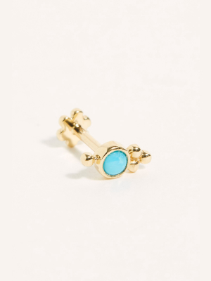 Turquoise Four Ball Trinity Threader Single Stud Earring