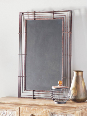 32" X 47" Large Rectangular Industrial Wrought Iron Wall Mirror Bronze - Olivia & May