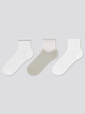 Women Crew Lace Line Socks (3 Pairs)