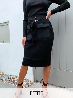 4th + Reckless Petite Knitted Midi Skirt Two-piece In Black