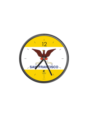 Chicago Lighthouse 12.75"x12.75" City Flag San Francisco Slimline Frame Decorative Wall Clocks Black