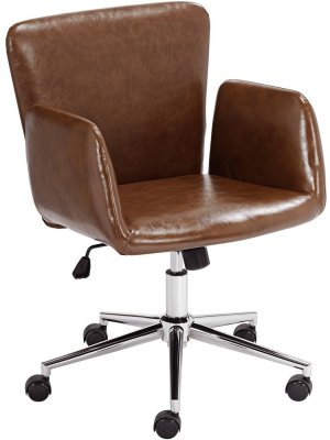 55 Downing Street Megan Brown Faux Leather Swivel Office Chair