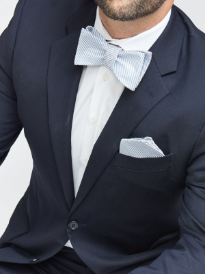 Josh Bow Tie ~ Steel Blue Stripe