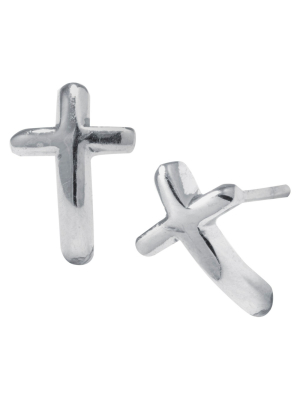 Sterling Silver Cross Stud Earrings