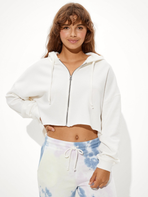 Ae Fleece Cropped Zip Up Hoodie