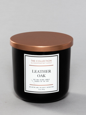 13oz Glass Jar 2-wick Candle Leather Oak - The Collection By Chesapeake Bay Candle