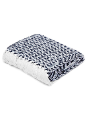 Americanflat Throw Blanket 100% Cotton Medium Weight With Fringe