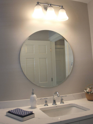 24" Westport Round Frameless Beveled Glass Wall Mirror Silver - Alpine Art & Mirror