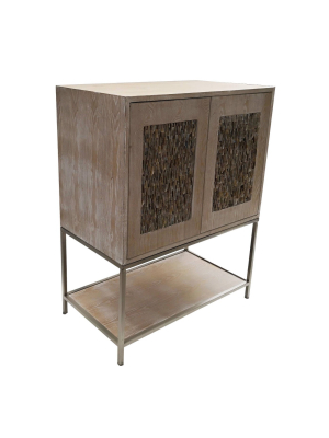 Two Door Wooden Cabinet Natural/champagne - A&b Home