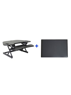 46" Corner Adjustable Desk Riser With Medium Energizing Mat Black - Rocelco