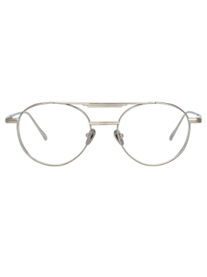 Lou Oval Optical Frame In White Gold And Silver