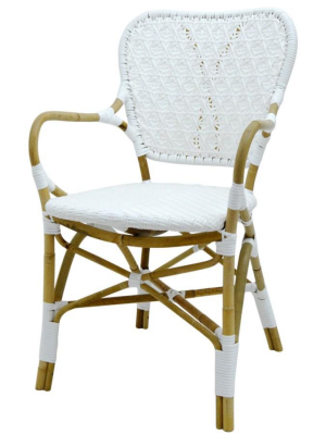 Clemente Arm Chair In Natural & White