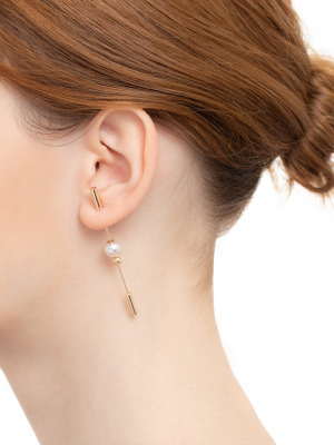 Spear Earring - Pearl & Gold Bead