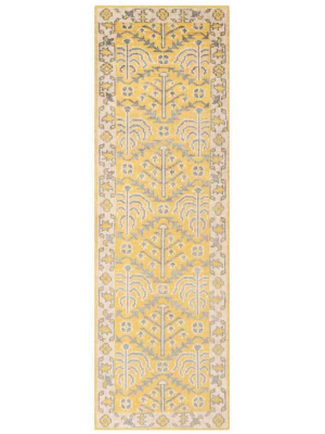 Stone Wash Yellow Runner Rug