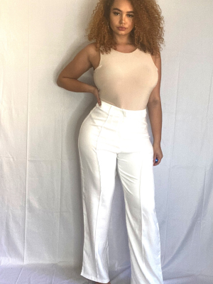 Plus Anala Cream High Waisted Straight Leg Pants