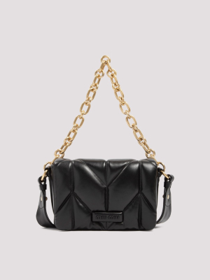 Miu Miu Logo Plaque Quilted Shoulder Bag