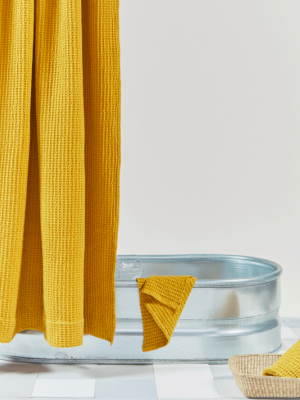 Simple Waffle Shower Curtain - Mustard