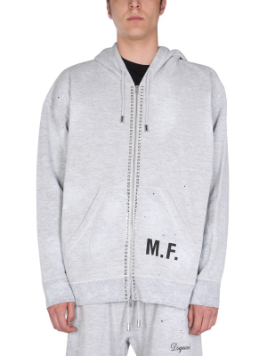 Dsquared2 Studded Zip-up Hooded Sweatshirt