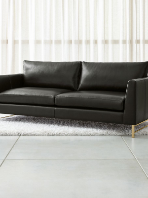 Tyson Leather Sofa With Brass Base