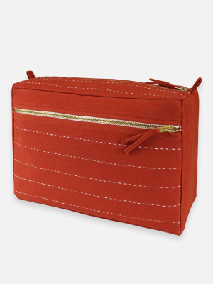 Pin Stitch Large Toiletry Bag - Rust