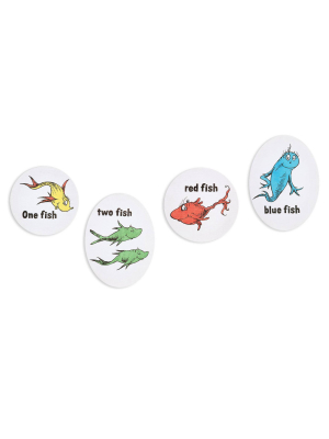 4pc 8"x8" Dr. Seuss One Fish, Two Fish, Red Fish, Blue Fish Stretched Canvas Wall Art Set