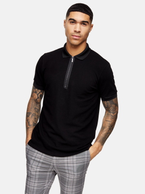 Black Tonal Zip Polo